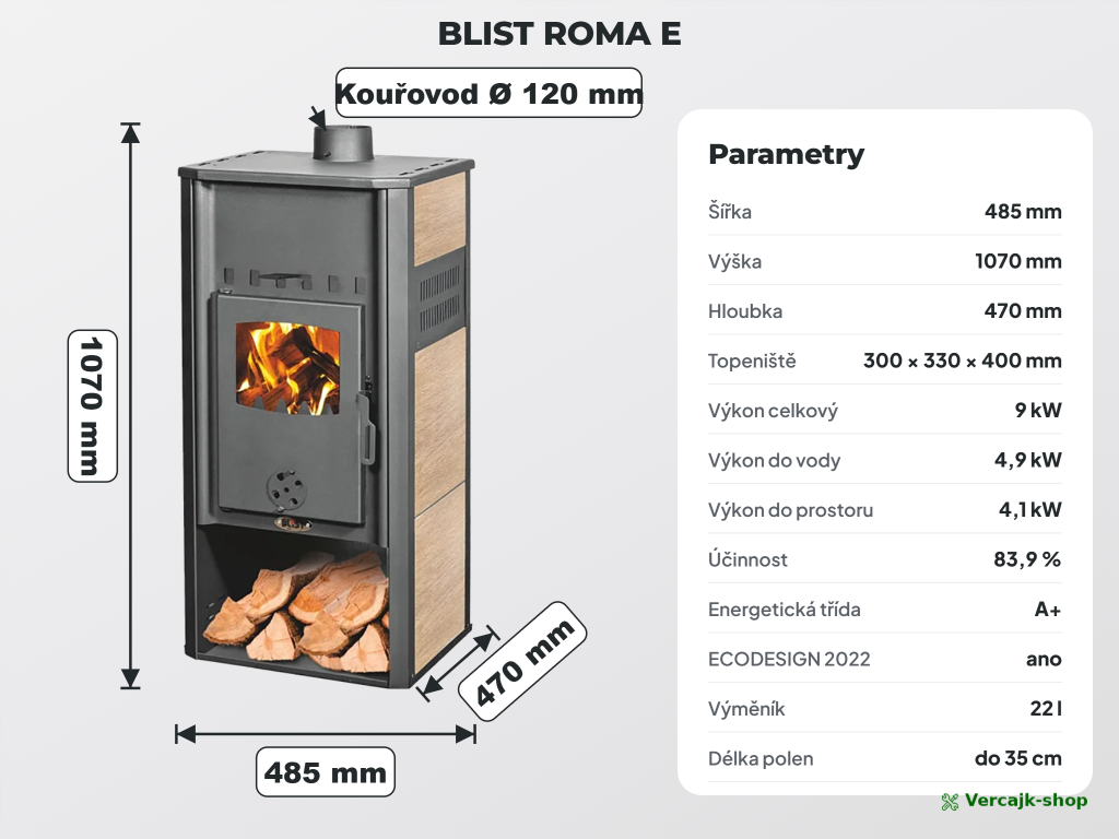 BLIST ROMA E — přívod vzduchu do topeniště