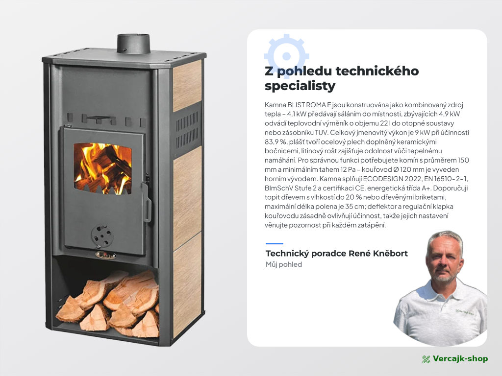 BLIST ROMA E — horní vývod kouřovodu 120 mm