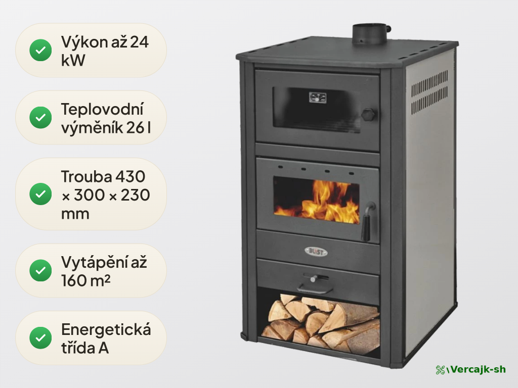 BLIST BRM E — teplovodní krbová kamna s výměníkem, celkový pohled