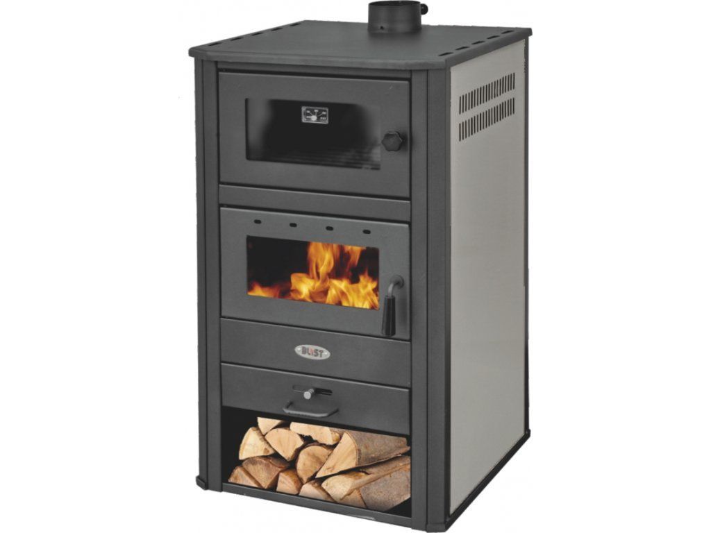 Teplovodní krbová kamna BLIST BRM E s výměníkem 14 kW — celkový pohled