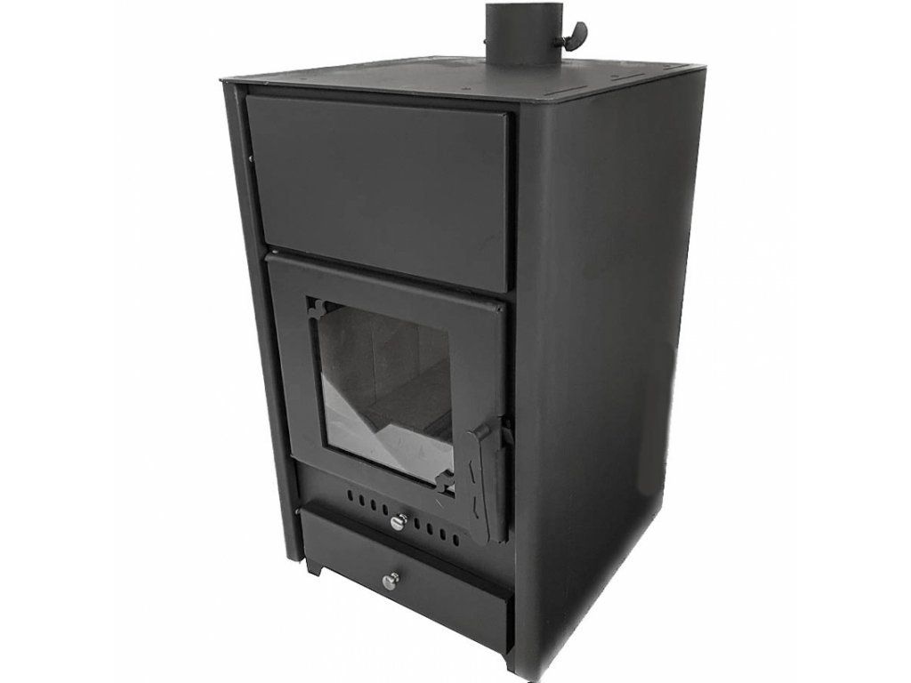Krbová kamna s varnou plotnou TARA 12 kW — černá, celkový pohled