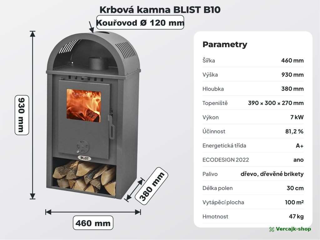 BLIST B10 — přívod vzduchu do topeniště