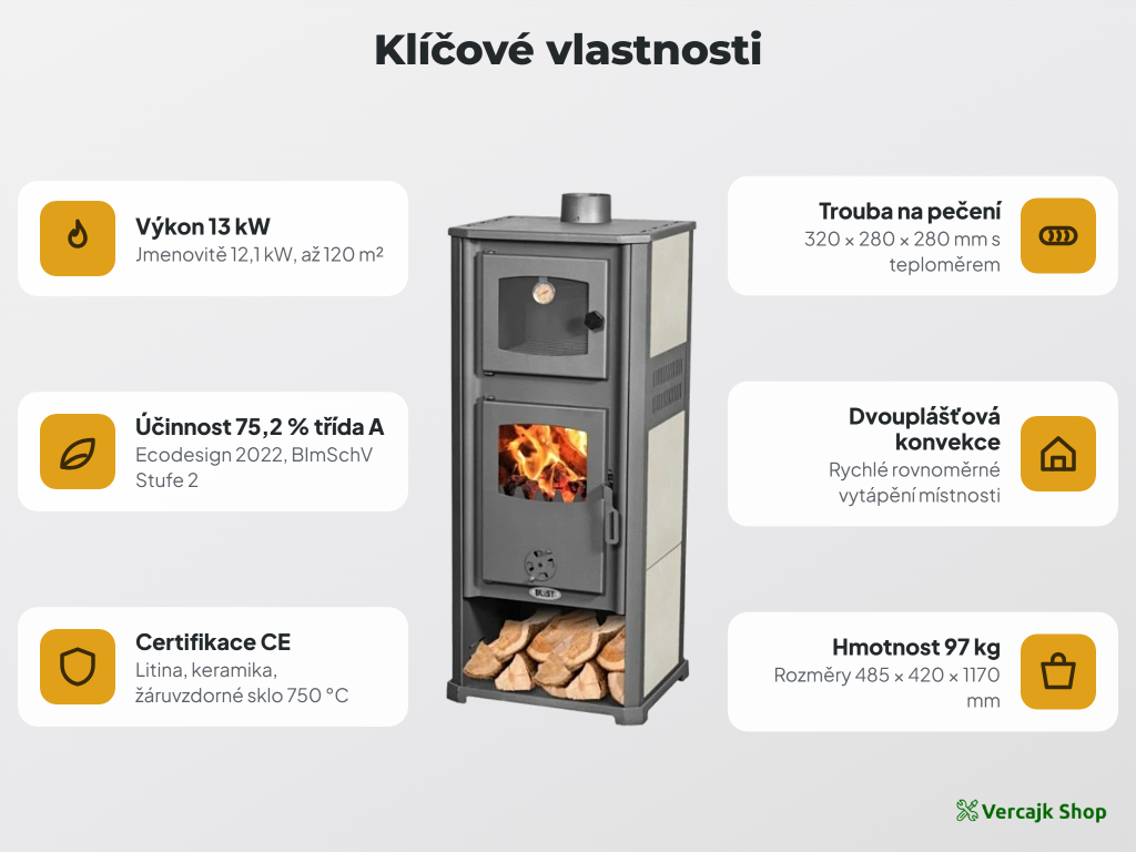 BLIST AMBASADOR LM R — kamna připravená k zapojení ke komínu