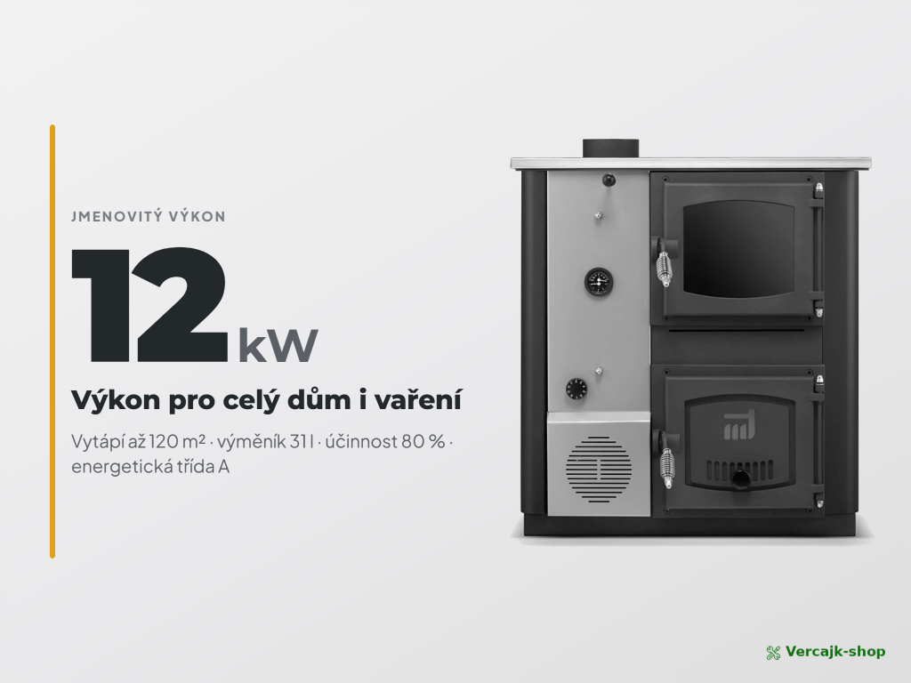 Sporák TEMY PRO 12 kW v černém provedení
