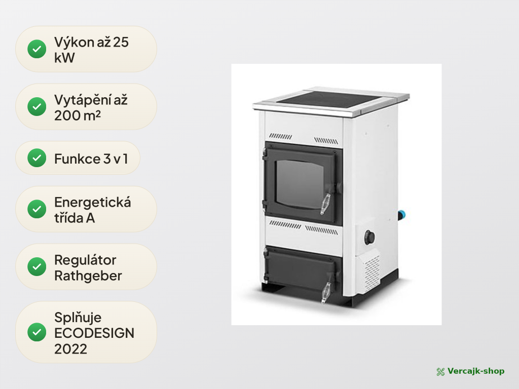 TEMY ES 25 kW — regulátor tepla a prosklená dvířka