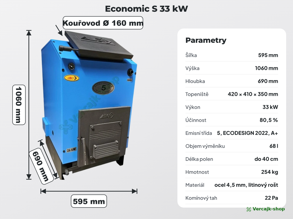 Kotel ECONOMIC S 33 kW zapojený v kotelně rodinného domu