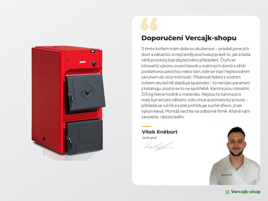 Termomont TKU 3-W PRO 40 kW — třítahový výměník s vodním roštem, komora 111 l