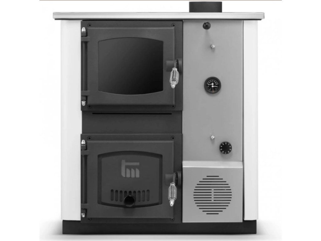 Kuchyňská kamna / kotel s výměníkem TEMY PRO 30 kW — pravá, bílá