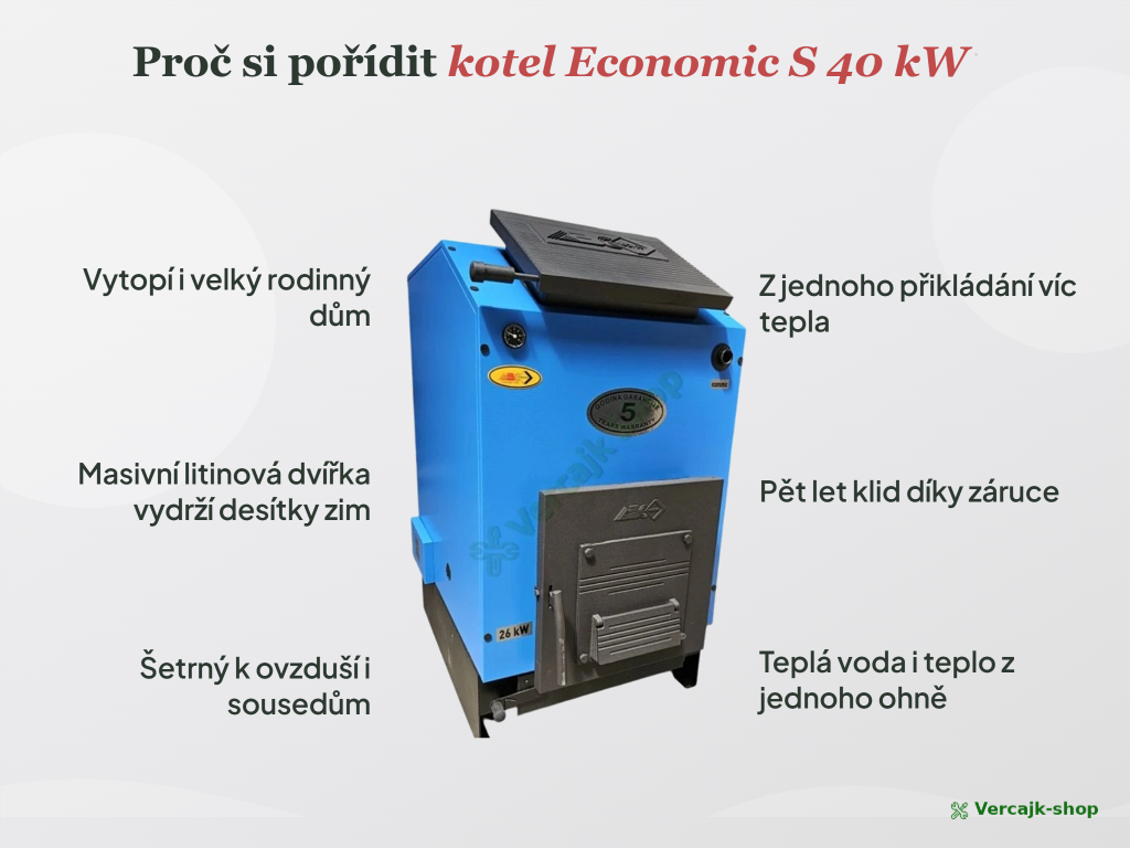 Kotel ECONOMIC S 40 kW zapojený v kotelně rodinného domu