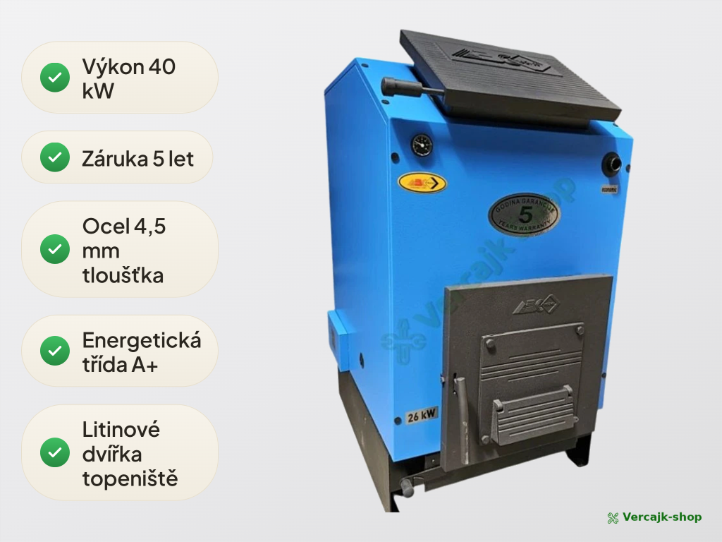 ECONOMIC S 40 kW — vnitřní průhled kotlem, vodní rošt a deflektor