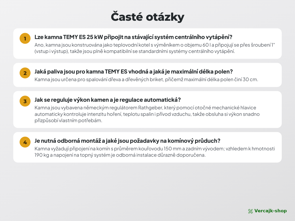TEMY ES 25 kW — sporák připravený k zapojení do soustavy