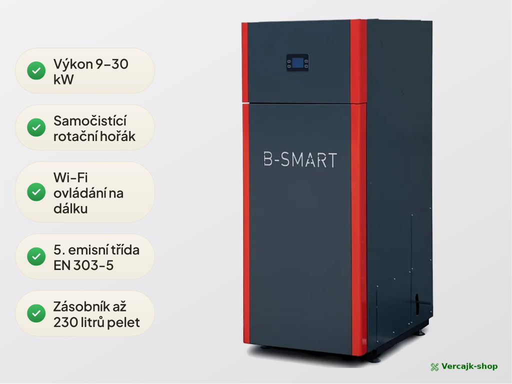 Kotel B-Smart 30 kW — výbava a součásti dodávky