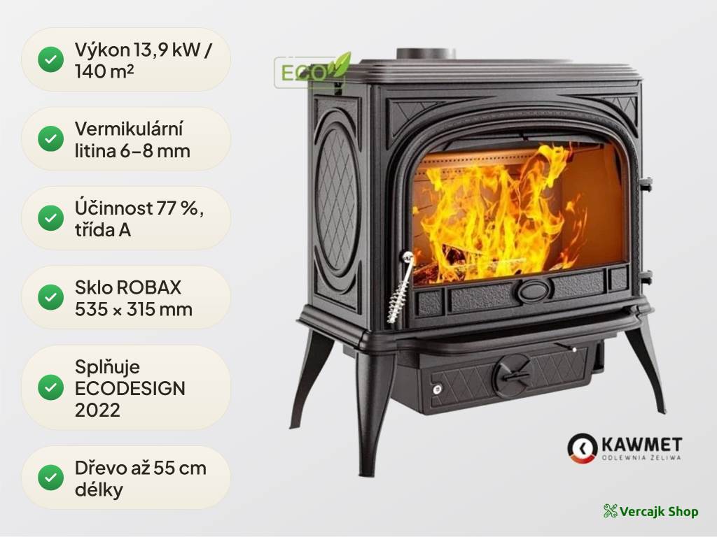 Krbová kamna SPHINX S6 ECO při vytápění obytného prostoru