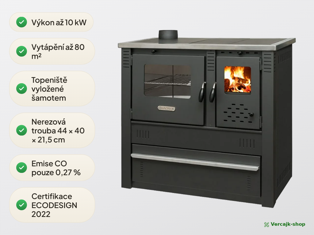 Sporák na tuhá paliva PANONIA EKO 10 kW — pravá