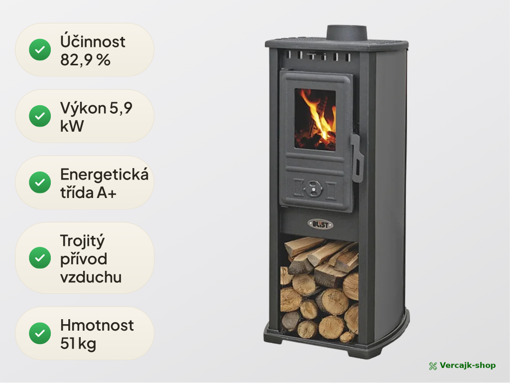 Krbová kamna BERNA Lux G Antracit na dřevo