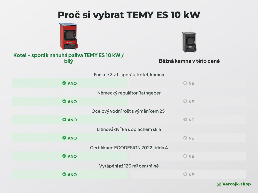 TEMY ES 10 kW — regulátor tepla a prosklená dvířka