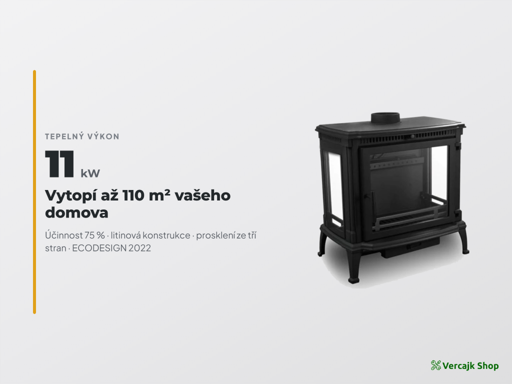 Litinová konstrukce a prosklení ze tří stran kamen BREMA EKO