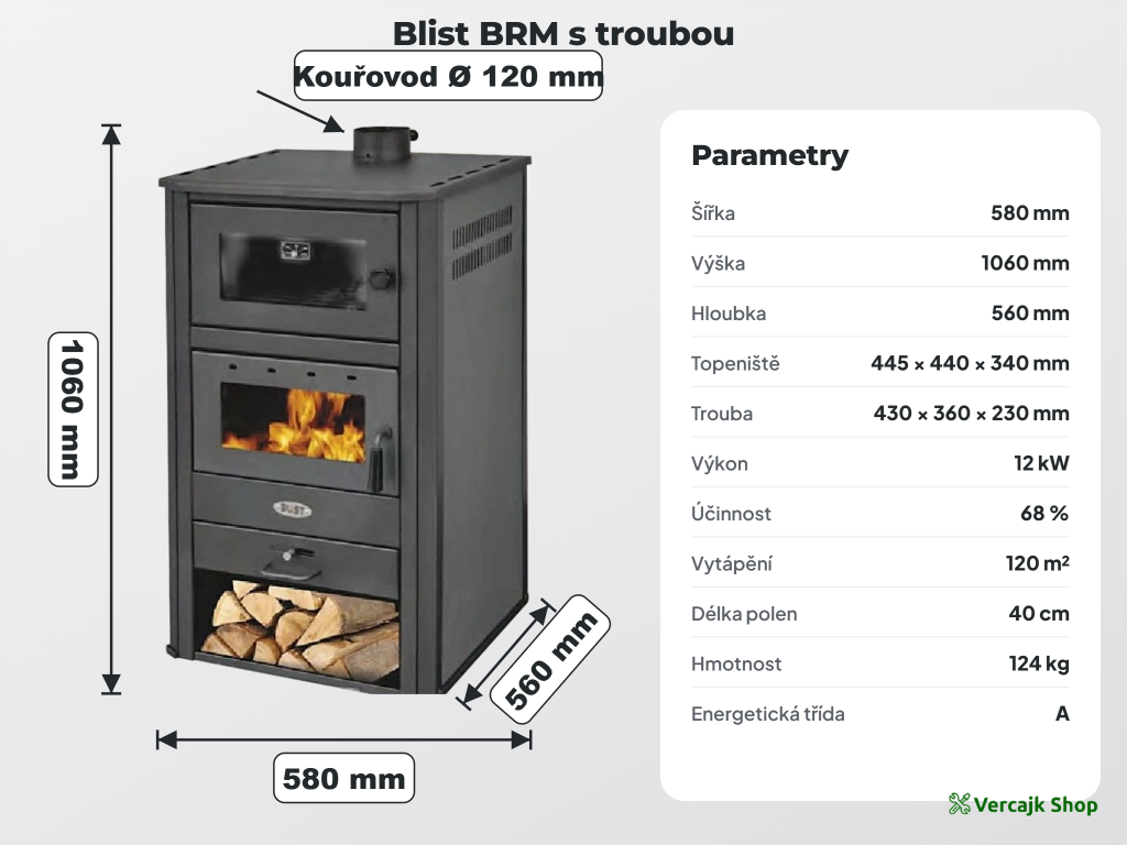 BLIST BRM — pečení v troubě na dřevě, prosklené dvířka trouby