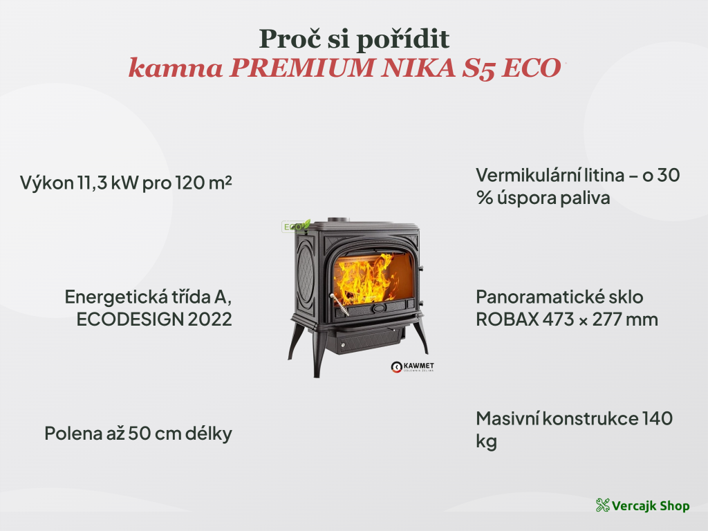 Napojení kamen NIKA S5 ECO na kouřovod 130 mm