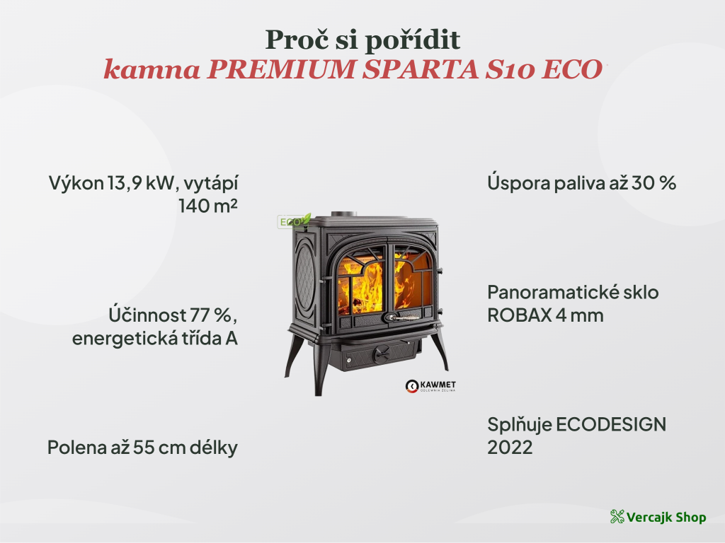 Topeniště kamen SPARTA S10 ECO s vermikulitovými deskami a sklem ROBAX