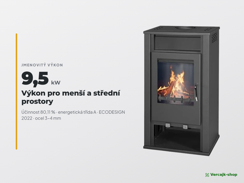 EMONA 2 — kompaktní krbová kamna na dřevo, celkový pohled