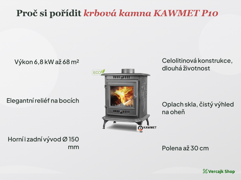 Spodní regulace vzduchu a oplach skla u kamen P10 ECO