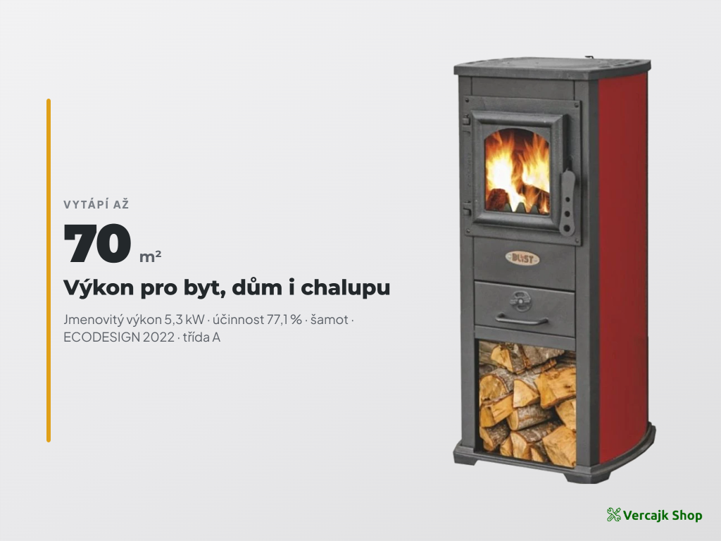 BLIST EKONOMIK LUX / BERNA LUX — teplovzdušná krbová kamna na dřevo se šamotem, celkový pohled