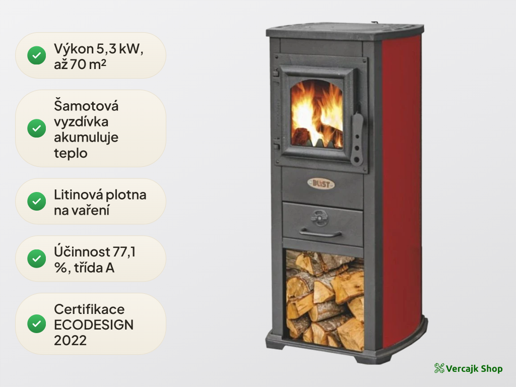 BLIST EKONOMIK LUX / BERNA LUX — jak fungují teplovzdušná kamna se šamotovou akumulací