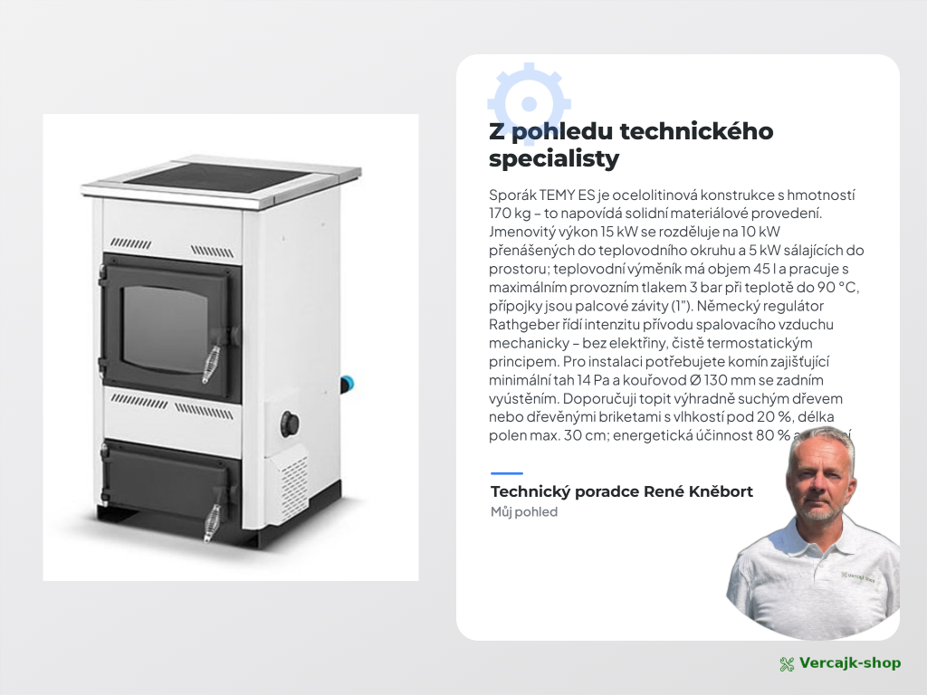 Sporák TEMY ES 15 kW v bílém provedení