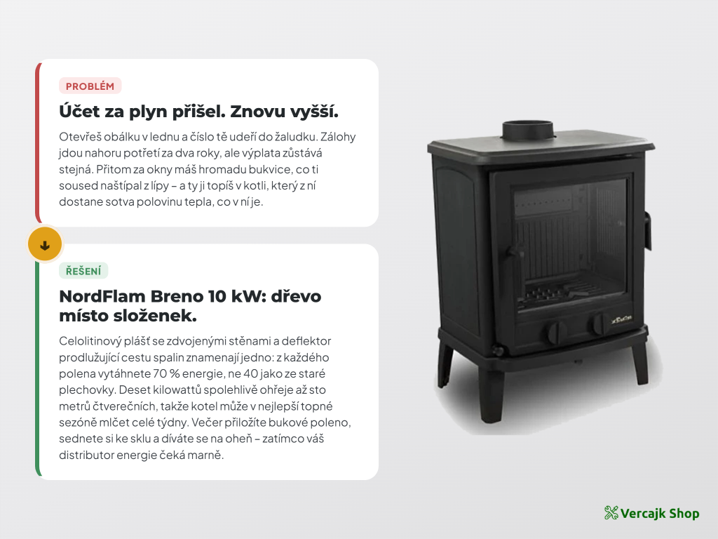 Kamna NordFlam Breno připravená k odeslání na paletě
