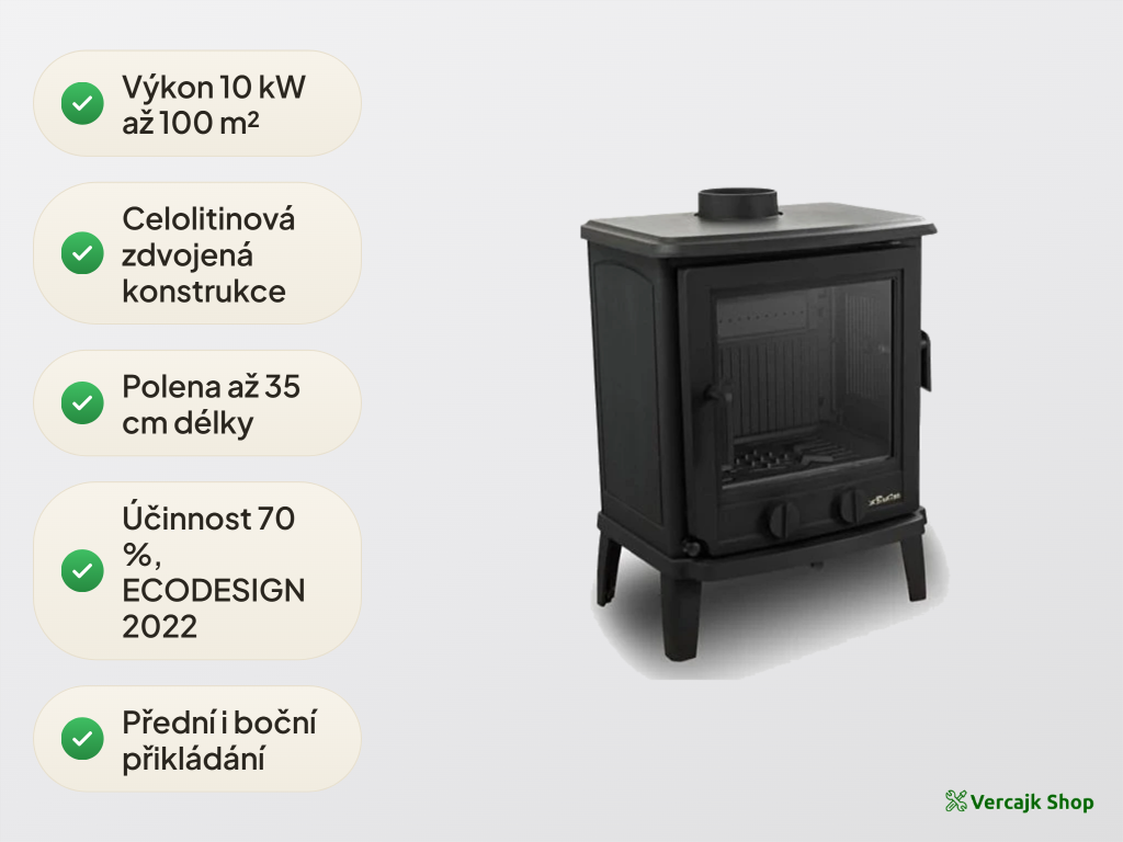 Boční dvířka a litinová konstrukce kamen NordFlam Breno