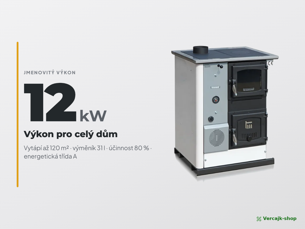 TEMY PRO 12 kW — sporák s výměníkem v kuchyni