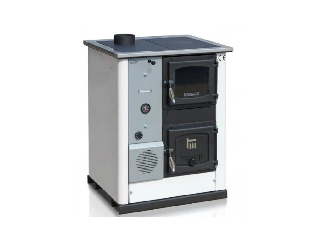 Kuchyňská kamna / kotel s výměníkem TEMY PRO 12 kW — levá, bílá