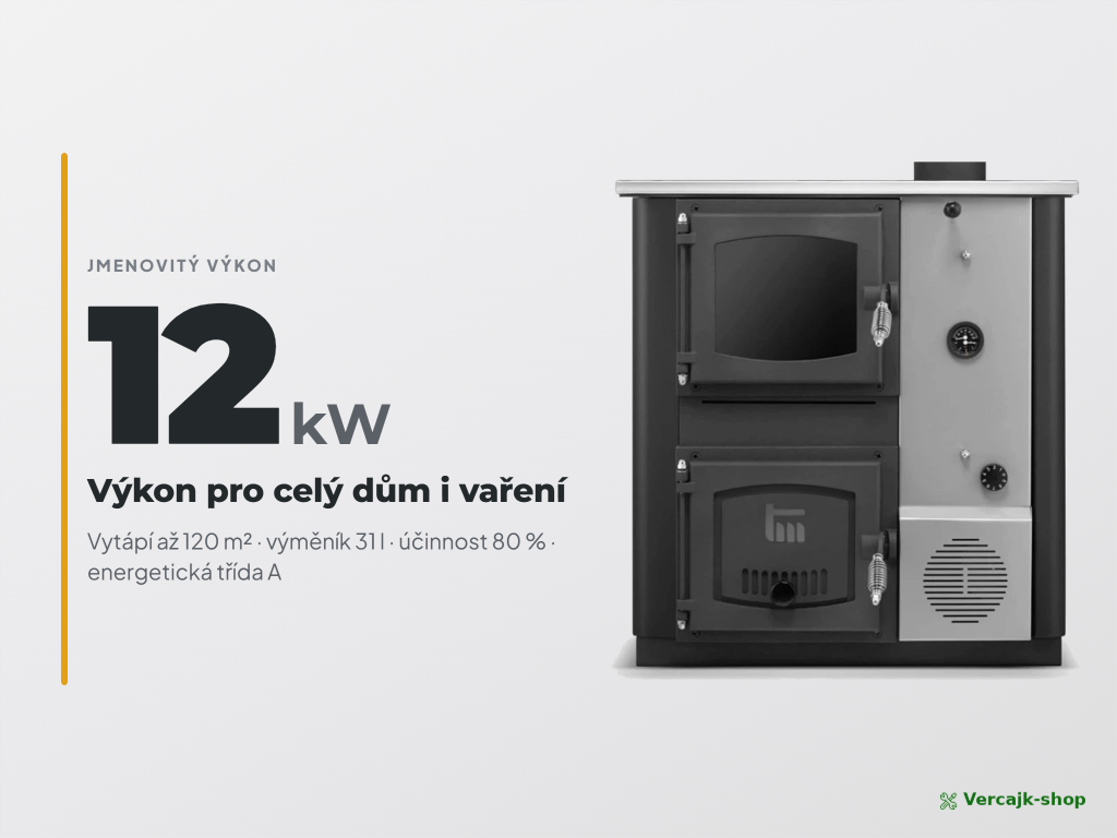 TEMY PRO 12 kW — sporák s výměníkem v kuchyni