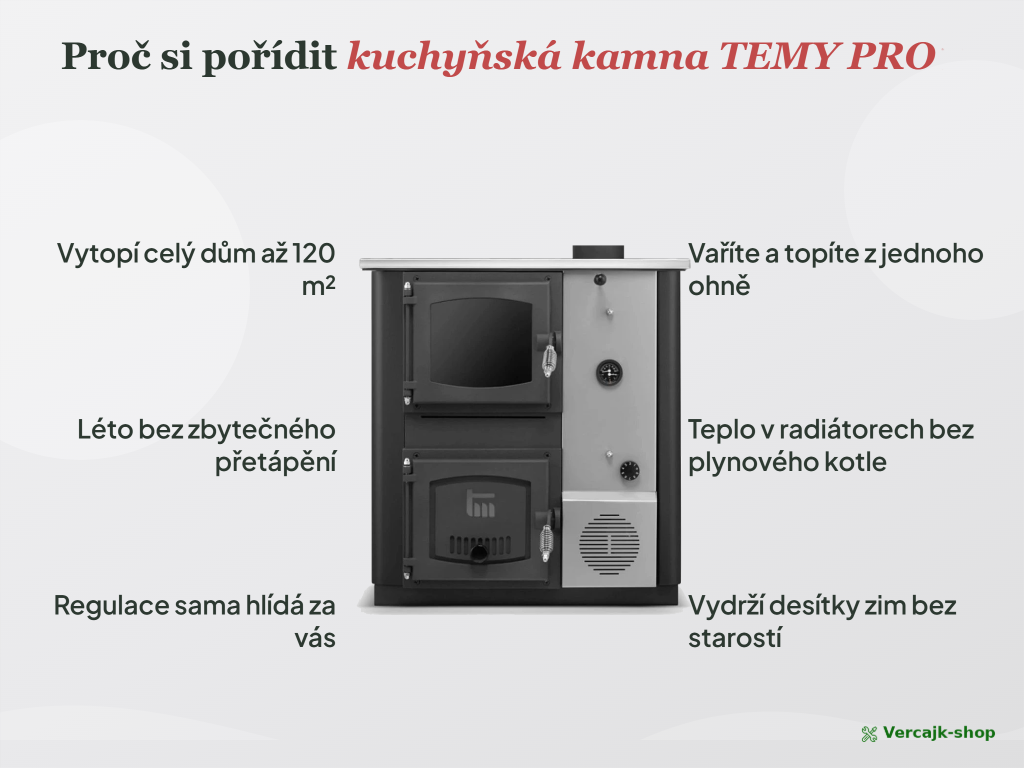 Sporák TEMY PRO 12 kW v černém provedení