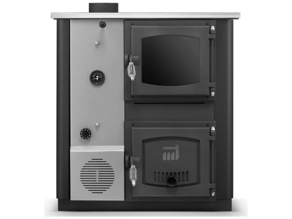 Kuchyňská kamna / kotel s výměníkem TEMY PRO 30 kW — levá, černá