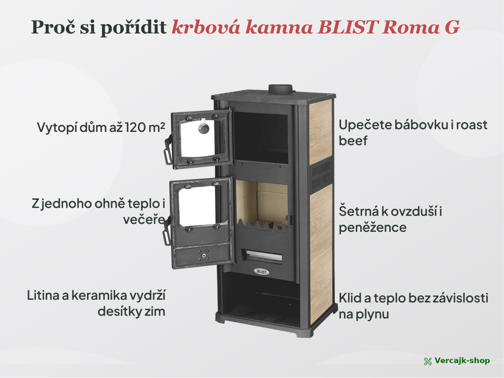 ROMA G — horní vývod kouřovodu 120 mm