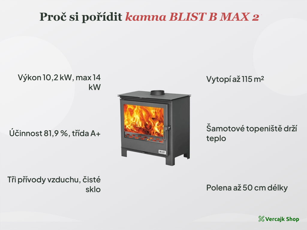 BLIST B MAX 2 — instalace a napojení kamen na komín 150 mm