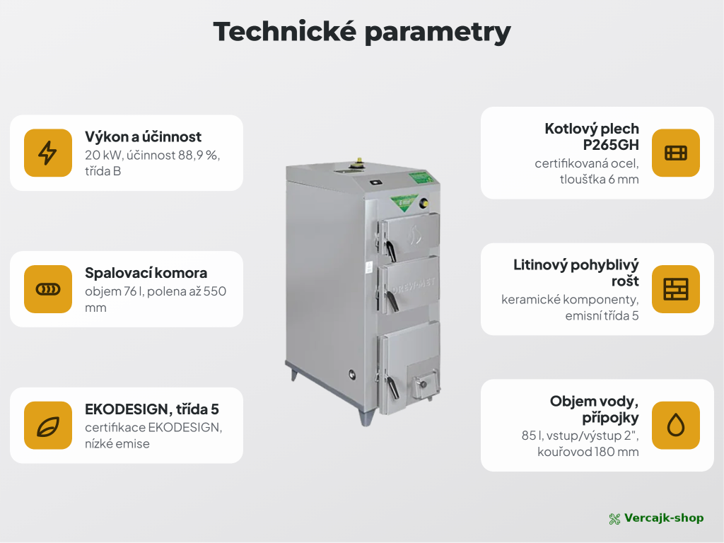 Kotel DREX 20 kW v kotelně