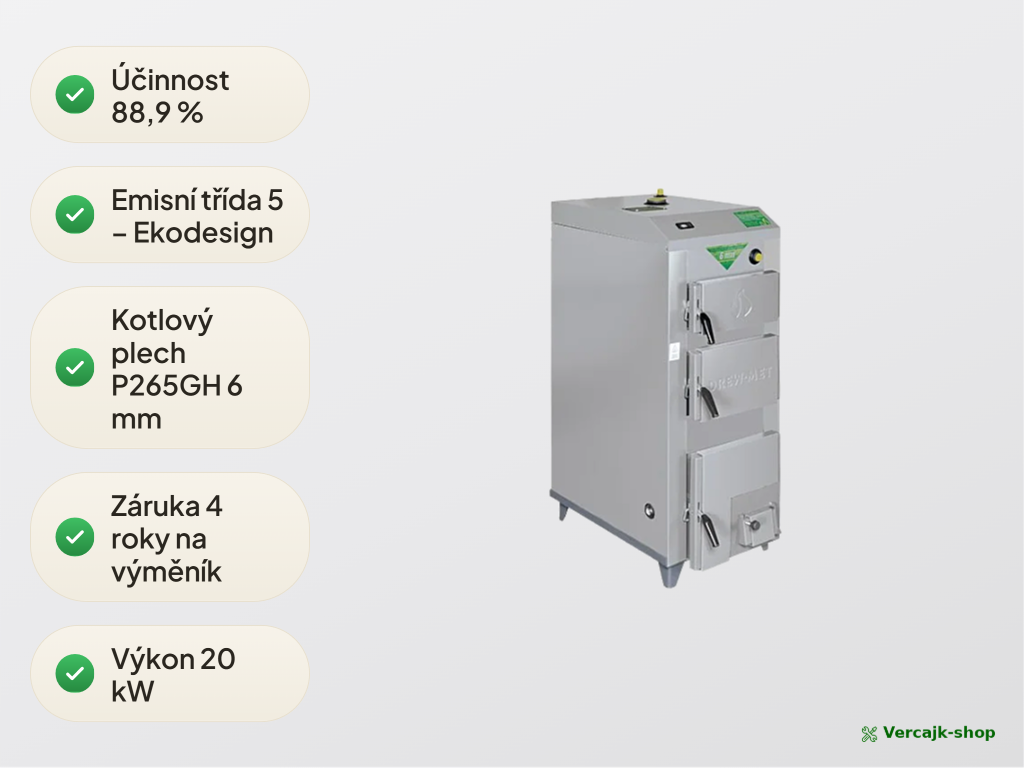 DREX 20 kW — přívod vzduchu a spalovací komora