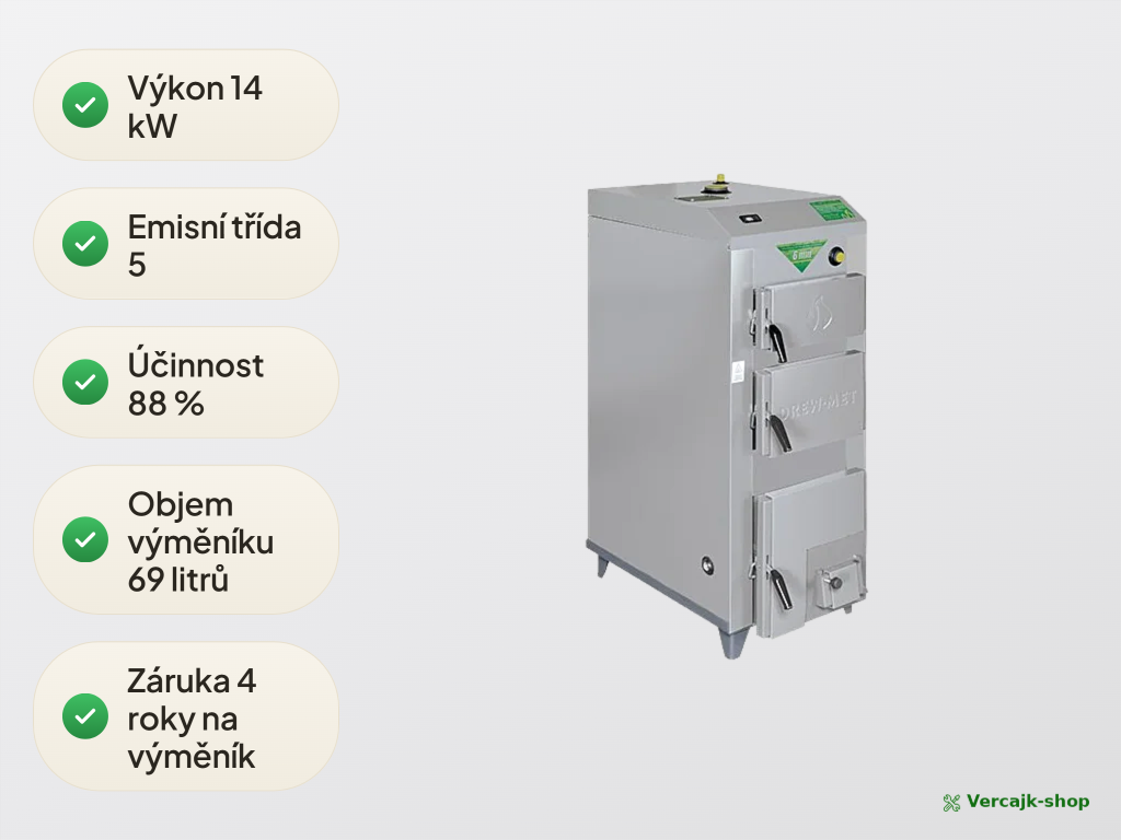 DREX 14 kW — ocelová konstrukce a nakládací dvířka kotle