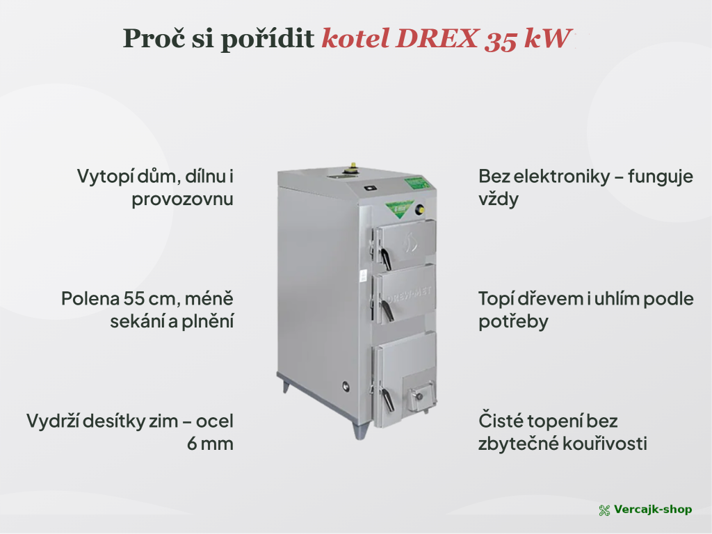 DREX 35 kW — připojení kotle k topné soustavě