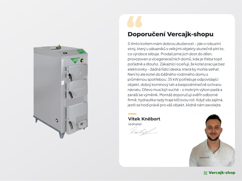 DREX 35 kW — násypná komora pro polena do 55 cm