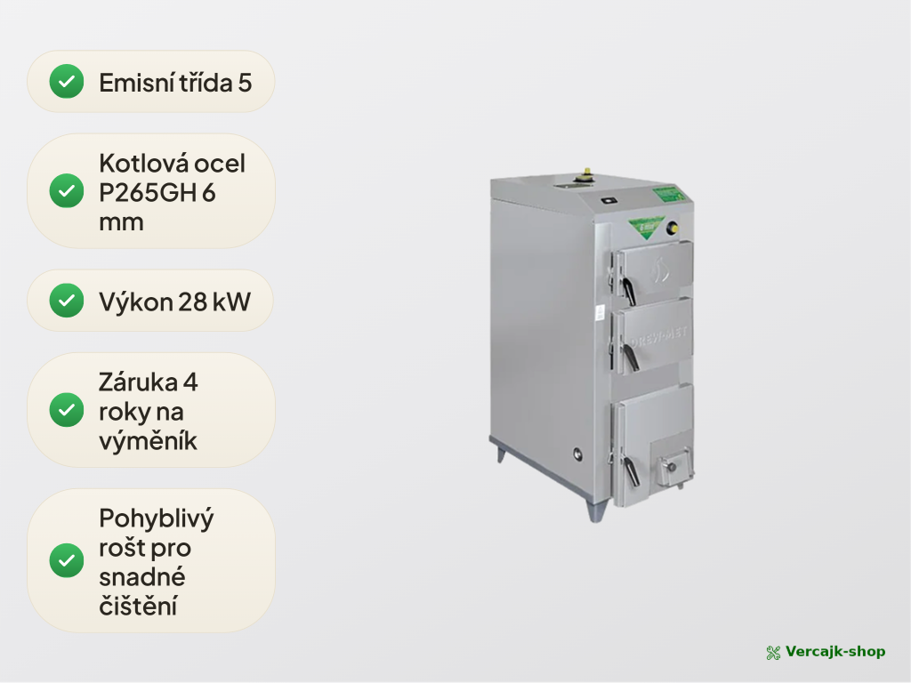 DREX 28 kW — přívod vzduchu a spalovací komora