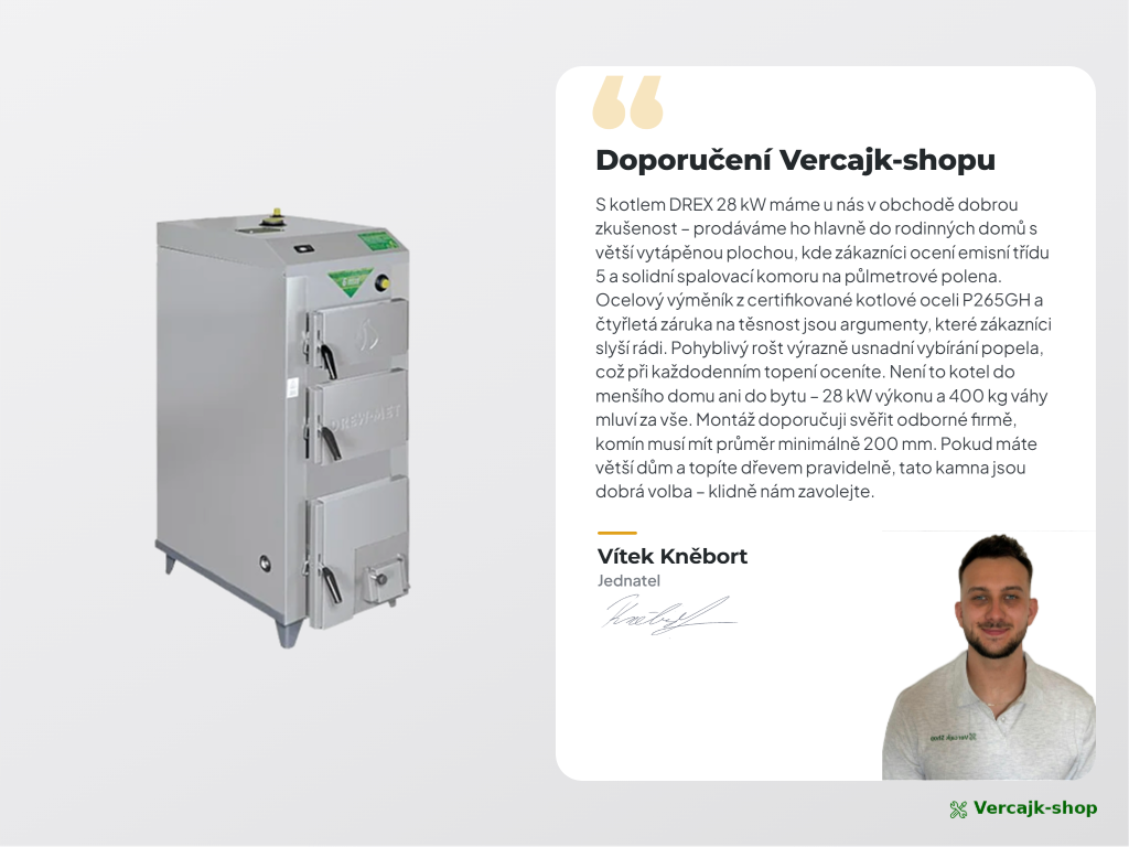 DREX 28 kW — připojení kotle k topné soustavě