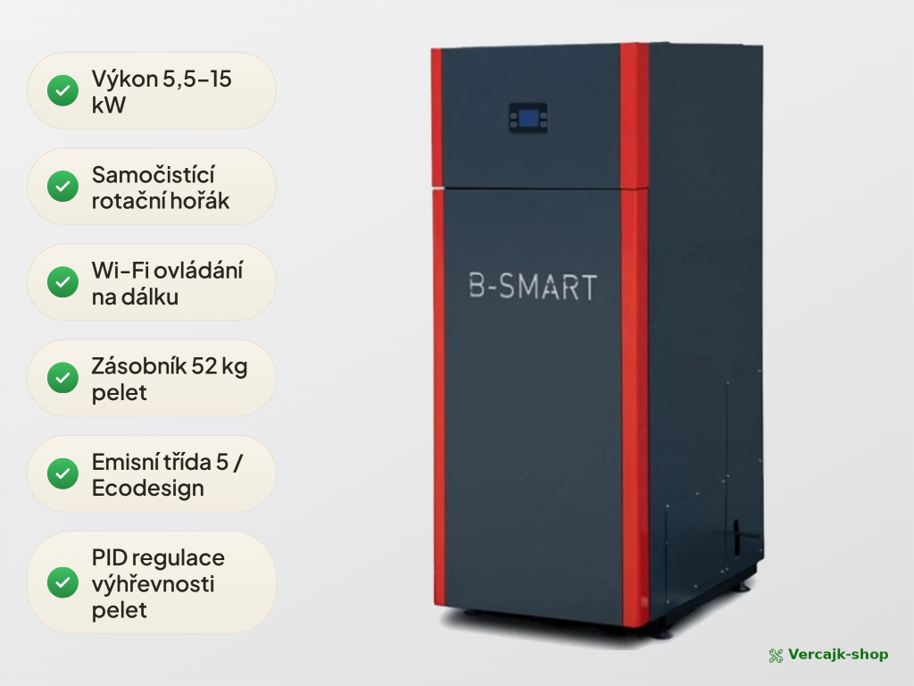 Instalace kotle B-Smart 15 kW v kotelně — připojení topné soustavy