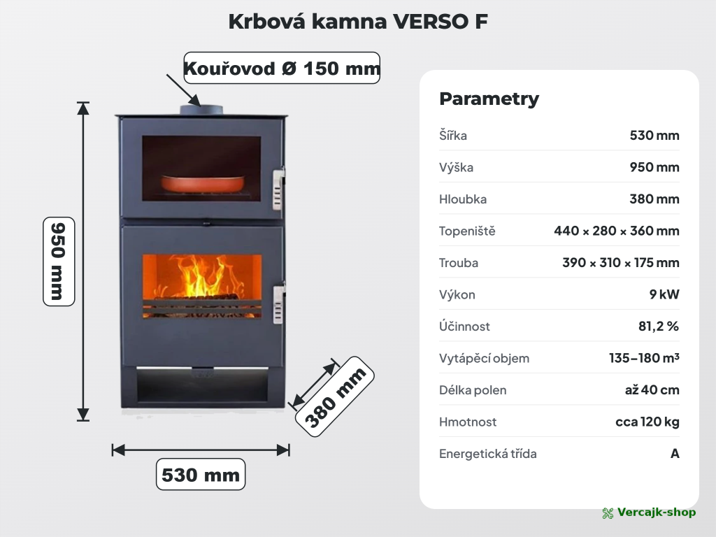 VERSO F v provozu — kamna s troubou v obýváku, pečení na dřevě