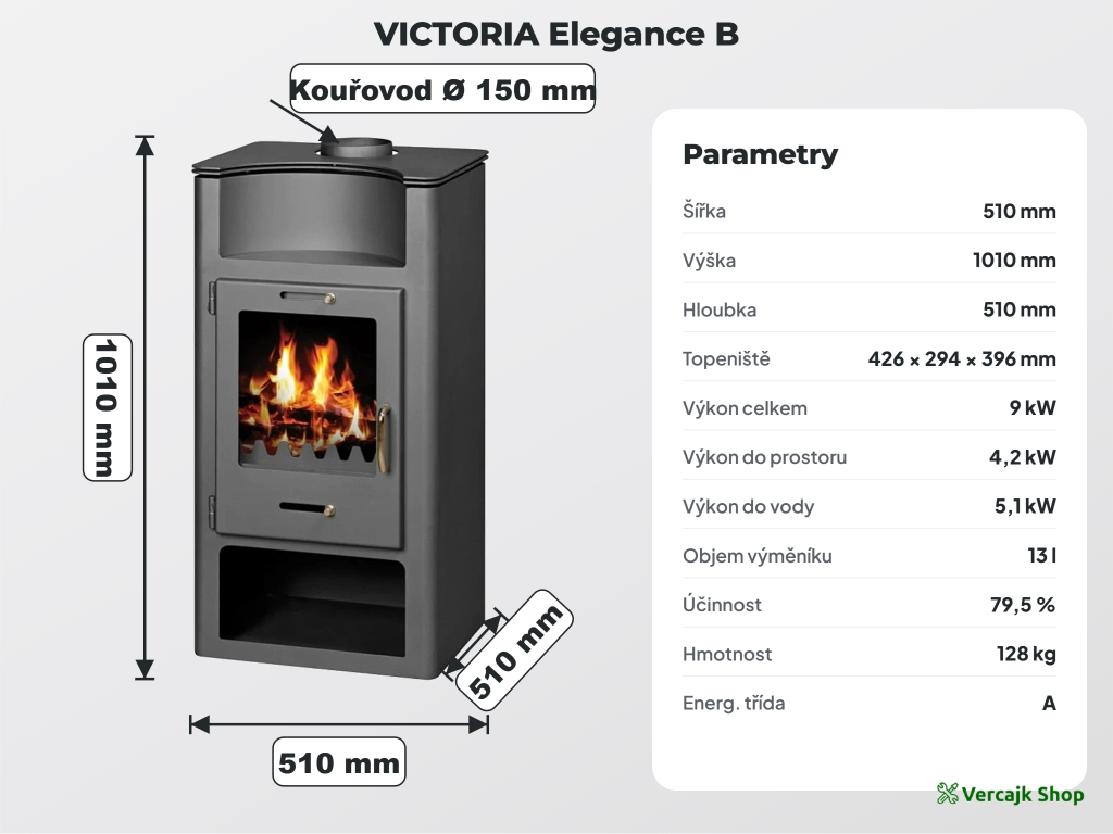 Krbová kamna VICTORIA Elegance BO – celkový pohled