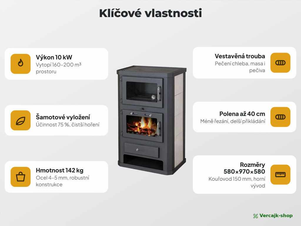 VICTORIA Comfort KF — pečení v troubě na dřevě, prosklené dvířka trouby