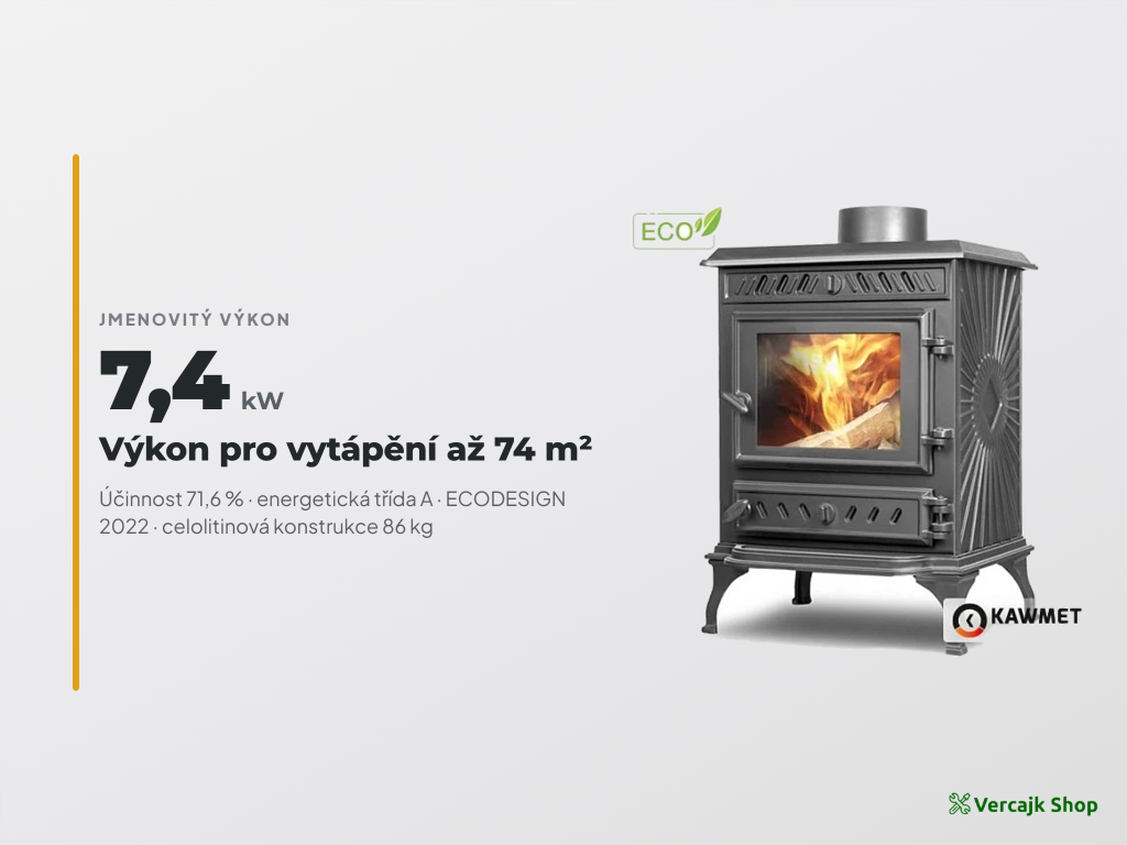Litinová kamna P3 ECO připravená k instalaci